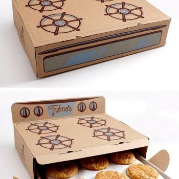 This image shows Packaging for cookies in a box shaped like oven